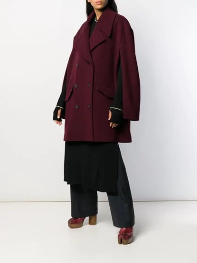 Shop Maison Margiela Double-breasted Cape Coat In Red