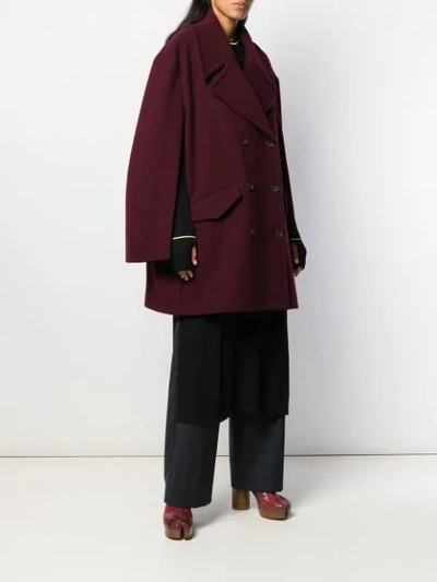 Shop Maison Margiela Double-breasted Cape Coat In Red