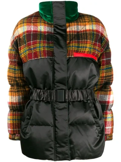 Shop Etro Tartan Duck Down Puffer Jacket In Black