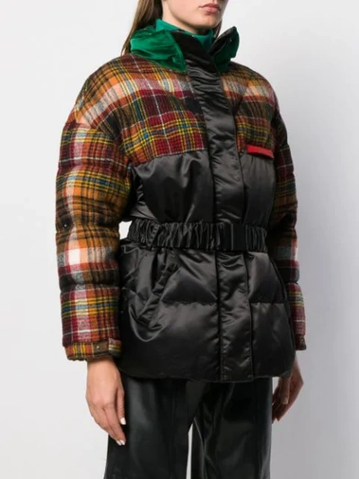 Shop Etro Tartan Duck Down Puffer Jacket In Black