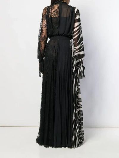 Shop Philipp Plein Patchwork Long Evening Gown In Black