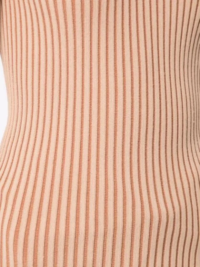 Shop Dion Lee Ribbed Knit Fitted Top In Brown