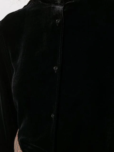 Shop Aspesi Long Sleeved Velvet Blouse In Black