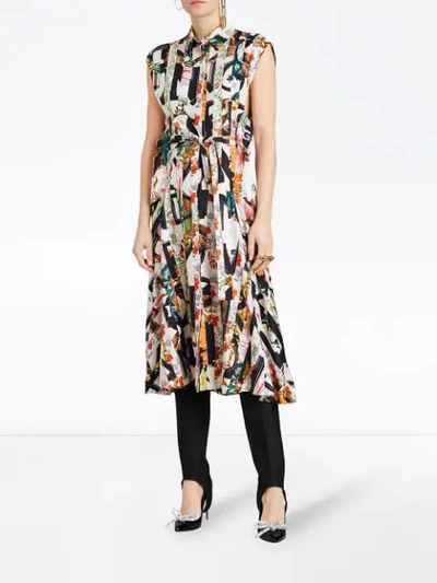 Shop Burberry Graffiti Archive Scarf Print Silk Shirt Dress In Multicolour