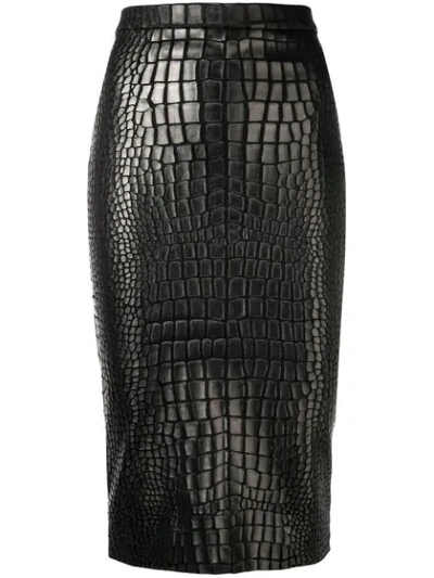 Shop Tom Ford Textured Pencil Skirt In Black