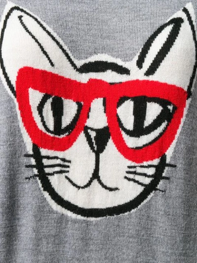 Shop Markus Lupfer Natalie Intarsia Geek Cat Sweater - Grey