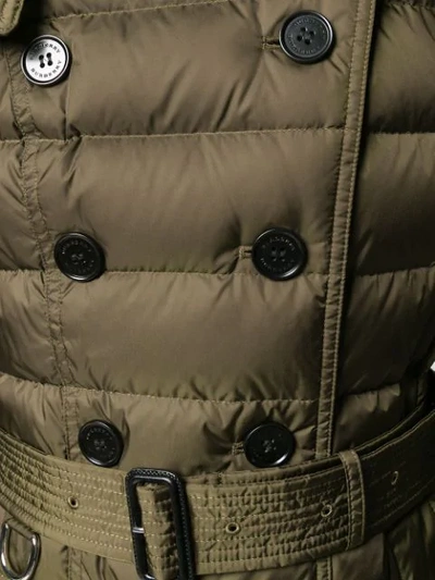 Shop Burberry Quilted Double Breasted Coat In Green