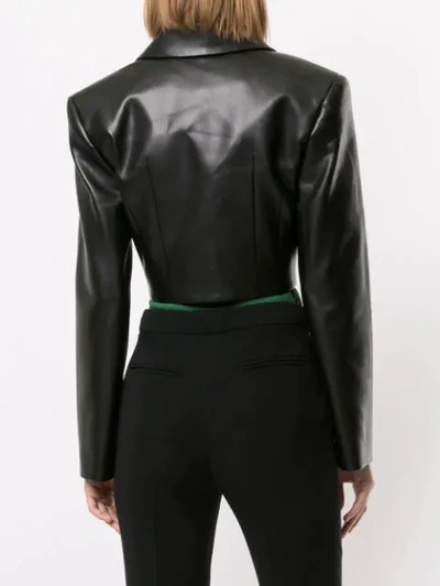 ALEKSANDRE AKHALKATSISHVILI CROPPED FAUX-LEATHER JACKET - 黑色