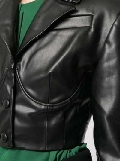 Shop Aleksandre Akhalkatsishvili Cropped Faux-leather Jacket In Black