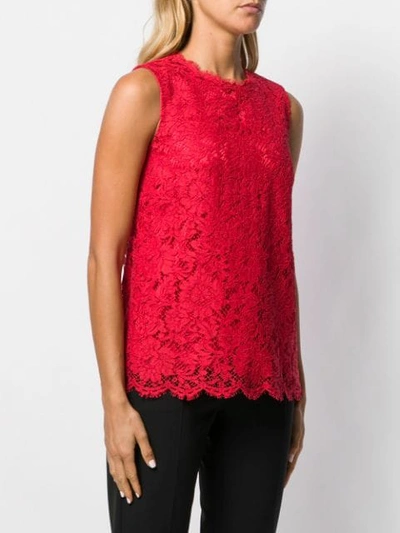 Shop Dolce & Gabbana Sleeveless Lace Top In Red