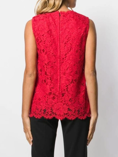 Shop Dolce & Gabbana Sleeveless Lace Top In Red