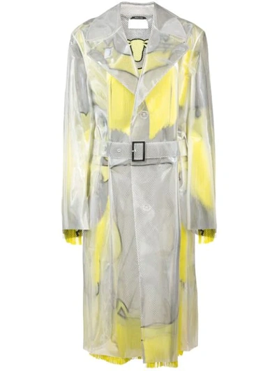 Shop Maison Margiela Sheer Fringe Trim Trench Coat - Metallic