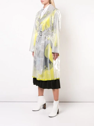 Shop Maison Margiela Sheer Fringe Trim Trench Coat - Metallic