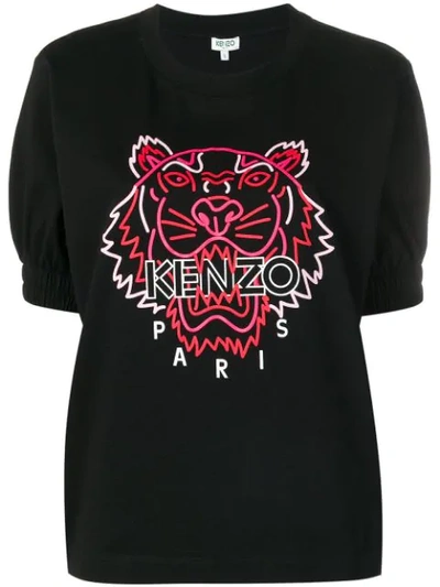 Shop Kenzo Tiger Logo Embroidered T-shirt In Black
