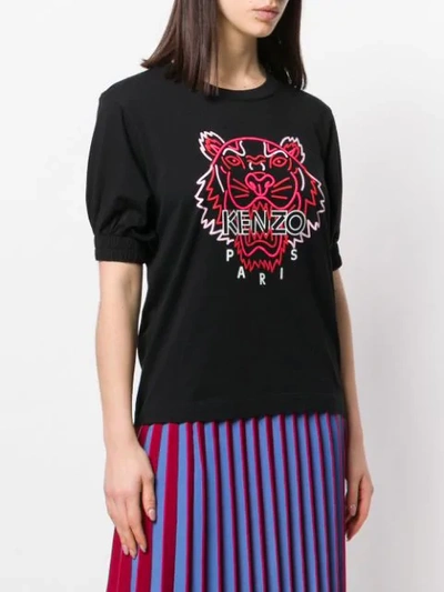 Shop Kenzo Tiger Logo Embroidered T-shirt In Black