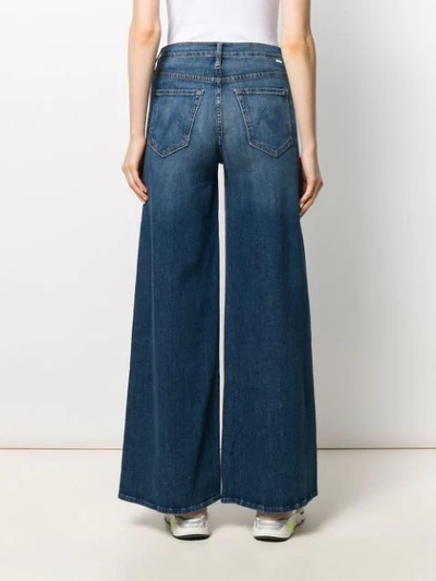 Shop Mother High Waisted Wide Leg Jeans In Blue