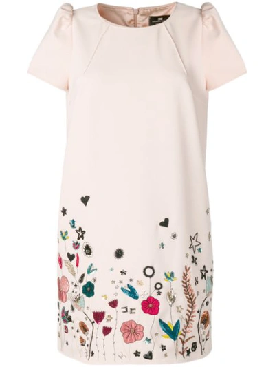 Shop Elisabetta Franchi Floral Shift Dress In Pink