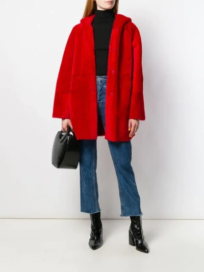 DROME REVERSIBLE FAUX FUR COAT - 红色