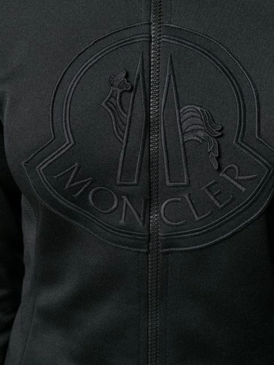 Shop Moncler Zip-up Logo Sweatshirt In Black