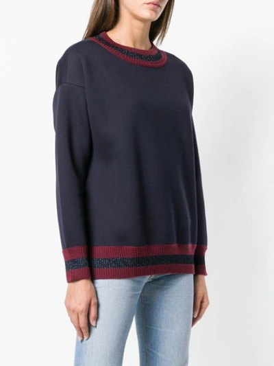 Shop Moncler Glitter Trim Jumper - Blue