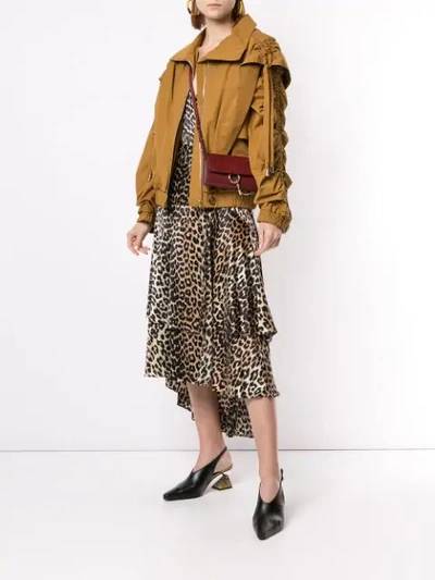 Shop Zimmermann Ruched Bomber Jacket In Brown