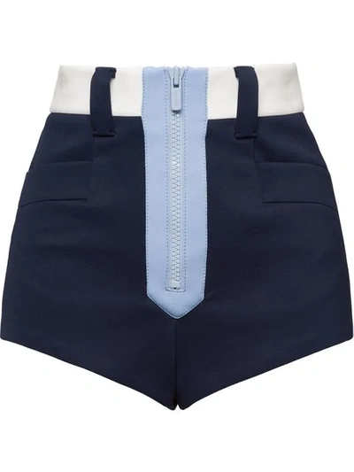 Shop Miu Miu Techno Fabric Shorts In Blue
