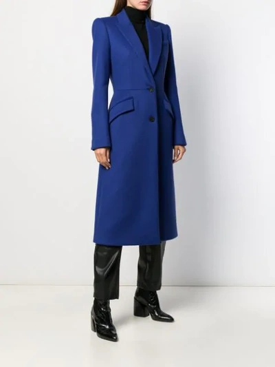 Shop Alexander Mcqueen Single Breasted Coat In Blue