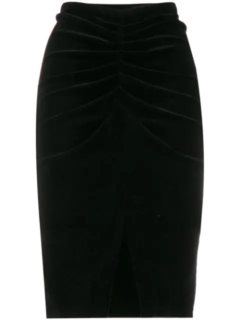long black ruched skirt
