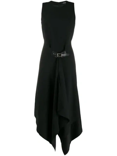 Shop Barbara Bui Belted Midi Dress In Black