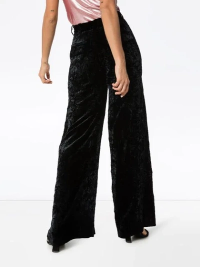 Shop Racil Peter Crushed Velvet Trousers In Black