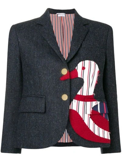 Shop Thom Browne Intarsien-blazer Mit Entenmotiv In Blue