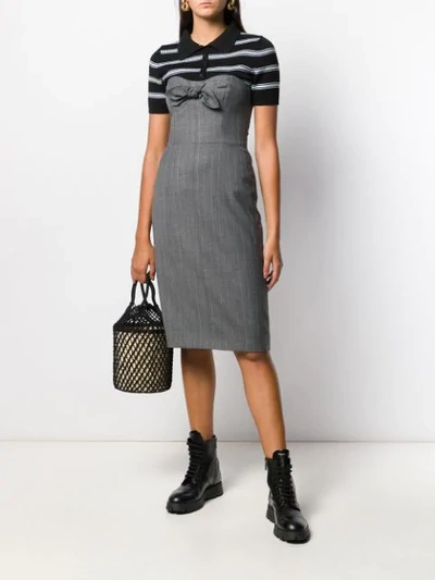 Shop Alexa Chung Lady Striped Midi Dress In Grey