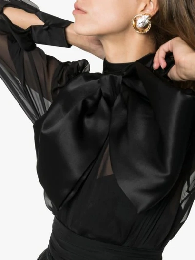 Shop Anouki Bow-detail Midi Dress In Black