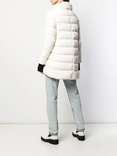 Shop Herno Ribbed Trim Puffer Jacket In White