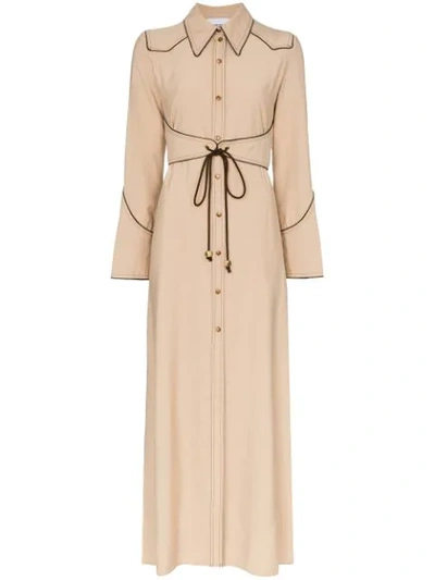 Shop Nanushka Parx Midi Shirt Dress In Neutrals