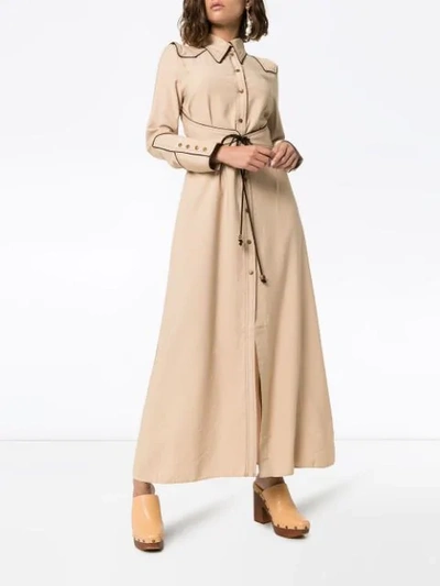 Shop Nanushka Parx Midi Shirt Dress In Neutrals