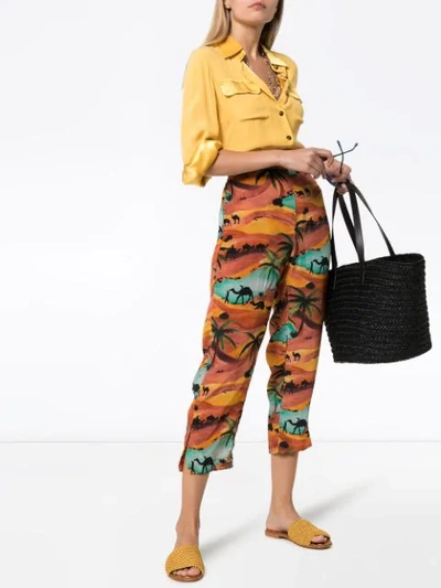 Shop Chufy Oasis Print Cropped Trousers In Orange