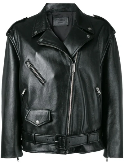 Shop Prada Biker Jacket In Black