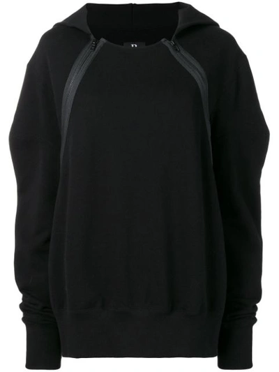 Shop Yohji Yamamoto Oversized Zip Detail Sweatshirt In Black