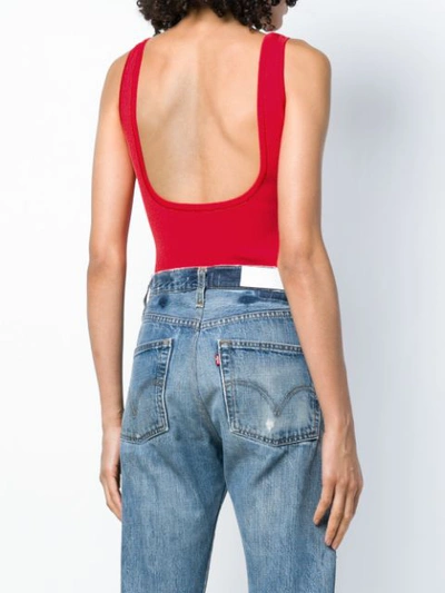 Shop Balmain Logo Bodysuit Top - Red