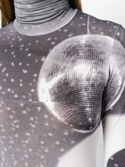 disco-ball print turtle-neck top