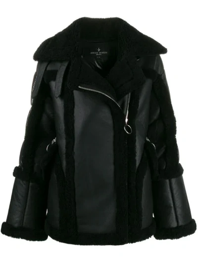 Shop Nicole Benisti Montaigne Shearling-trimmed Jacket In Black