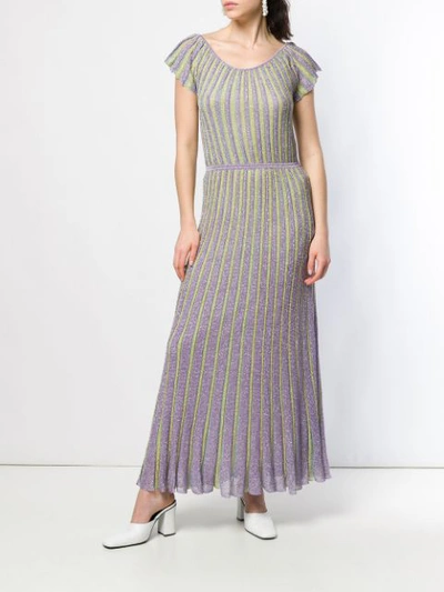 Shop Missoni Knitted Long Dress In Purple