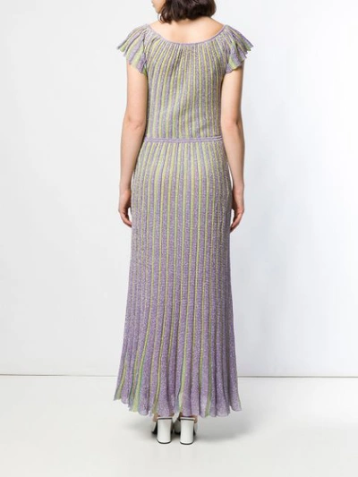 Shop Missoni Knitted Long Dress In Purple