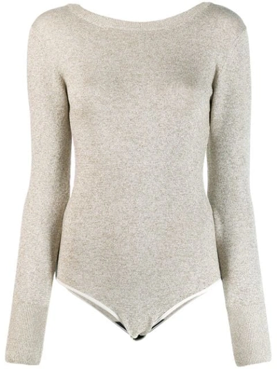 Shop Forte Forte Knitted Boat Neck Bodysuit In Neutrals