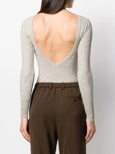 Shop Forte Forte Knitted Boat Neck Bodysuit In Neutrals