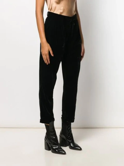 Shop Mes Demoiselles Textured Cropped Trousers In Black