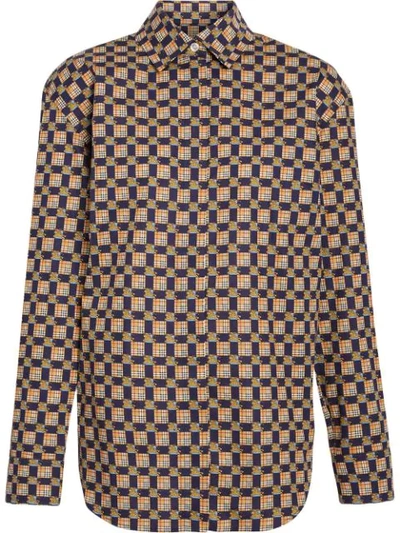 Shop Burberry Tiled Archive Print Cotton Shirt In Multicolour