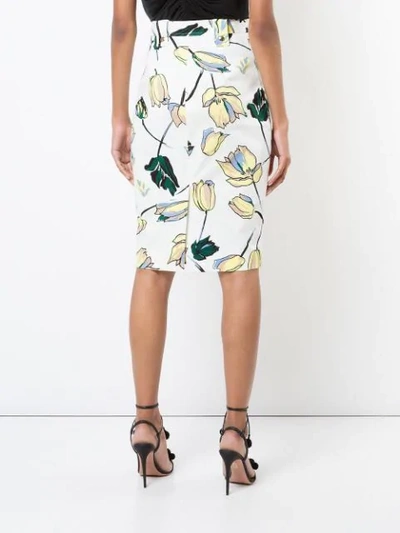 Shop Diane Von Furstenberg Dvf  Floral Zipped Skirt - White