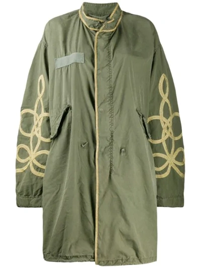 Shop R13 Embroidered Parka Coat In Green